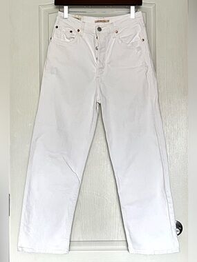 LEVI'S PREMIUM Ribcage Straight Ankle White Jeans W29 Button Fly Summer Style